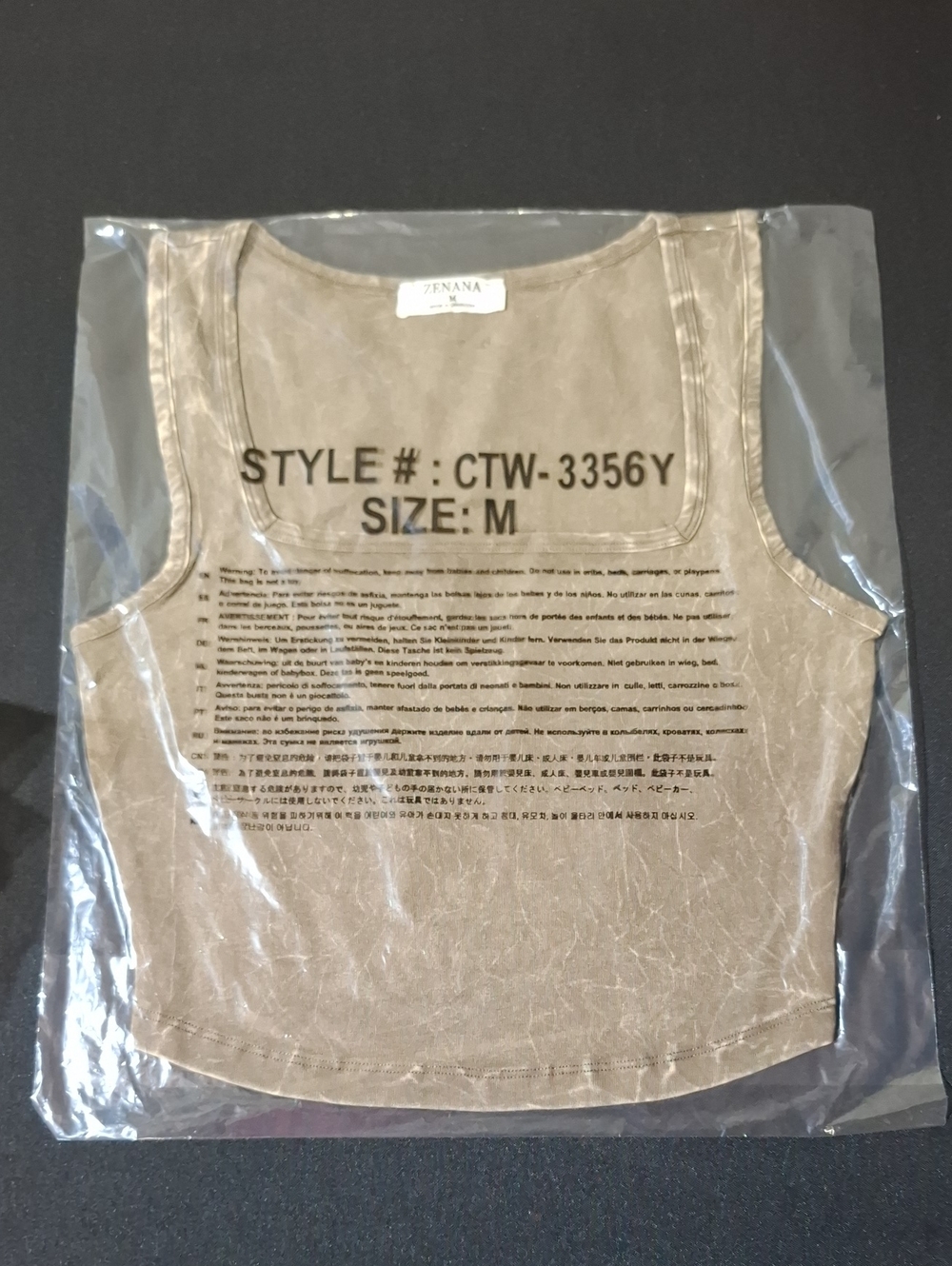 Zenana Outfitters Washed Taupe Scoop Neck Tank Top